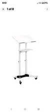 White Mobile 24" Height Adjustable Rolling Podium, Lectern, Laptop Workstation