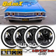 For Chevy Caprice 1966-76 Chevelle 1964-1970 Black 5.75 Led Headlights Halo X4 For Chevy Caprice 1966-76 Chevelle 1964-1970 Black 5.75 Led Headlights Halo X4