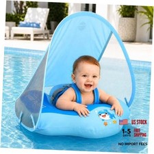 Baby Pool Float with Canopy UPF50 Sun Protection Fabric Cover Skin-Friendly,