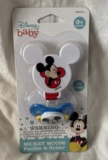 New In Pack Disney Baby Blue Mickey Mouse Pacifier  Holder BPA Free NIP