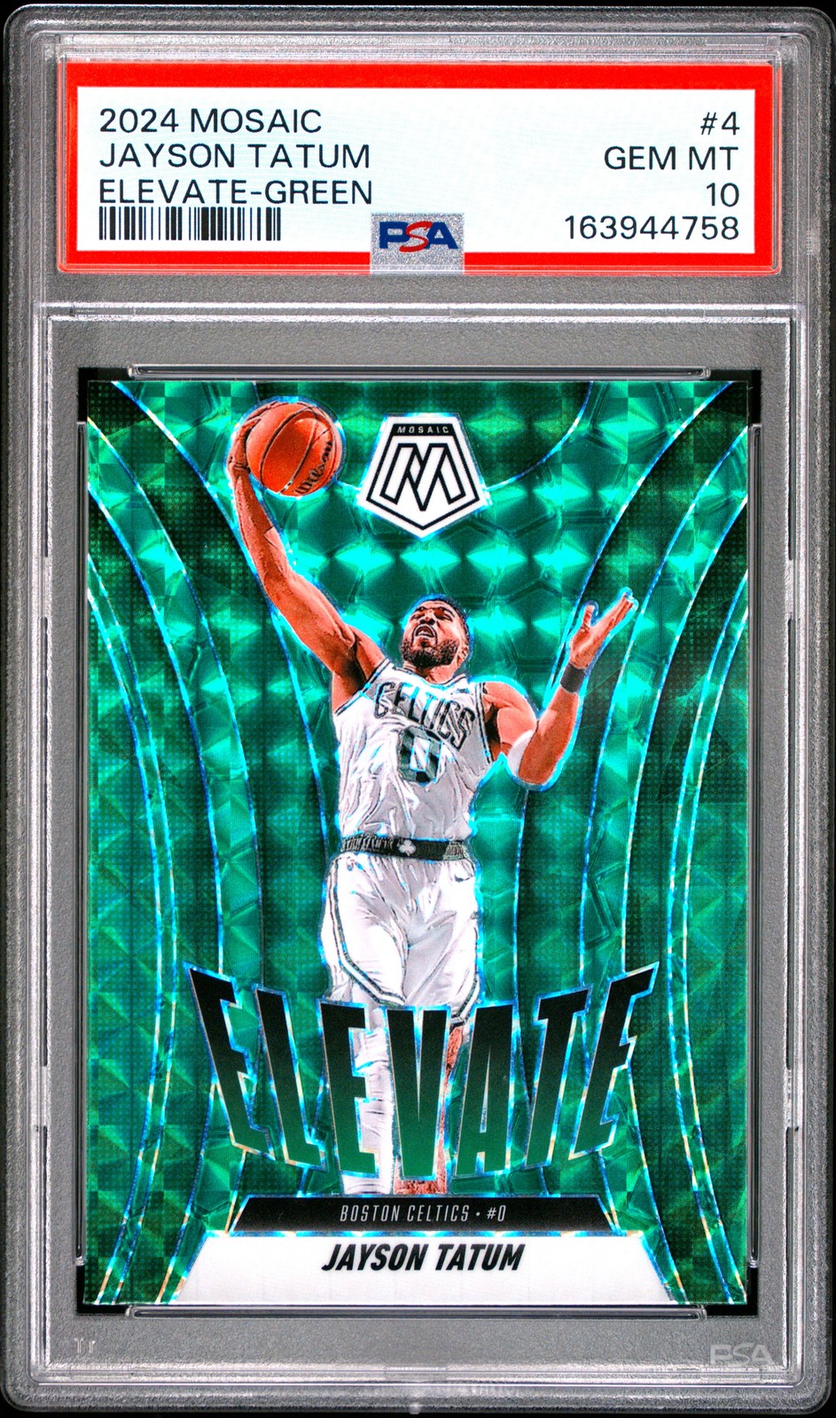2024 PANINI MOSAIC ELEVATE GREEN #4 JAYSON TATUM PSA 10