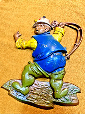 Vintage 1970 All Metal funny Fisherman wall plaque By Sexton Made In USA C31