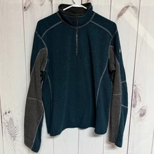 KÜHL Revel™ 1/4 Zip Men’s Large Teal/Charcoal Kashmira™ Fleece EUC