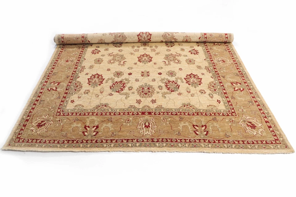 9x12 Handmade Wool Rug Ivory Red Oushak Rug Transitional Floral Area Rug - Image 2 of 4