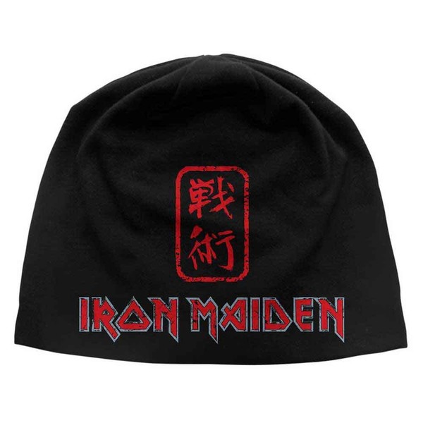 Iron Maiden MüTze Beanie Senjutsu Band Logo Nue Offiziell Schwarz Jersey Size-image