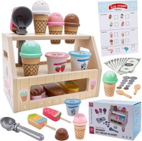Eiscreme-Spielset Aus Holz – 39-Teiliges Lern- Und Verkaufsspiel FüR Kinder 3–8
