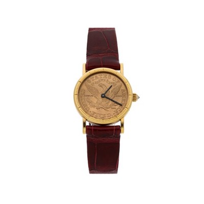Corum $5 Gold Eagle-Liberty Münze Quarz Gold Damen Armbanduhr