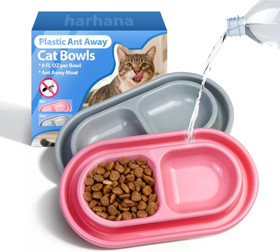 Ant Away Outdoor Cat Bowl, Double Pet Bowl with Water Moat, Spill-Proof Design,