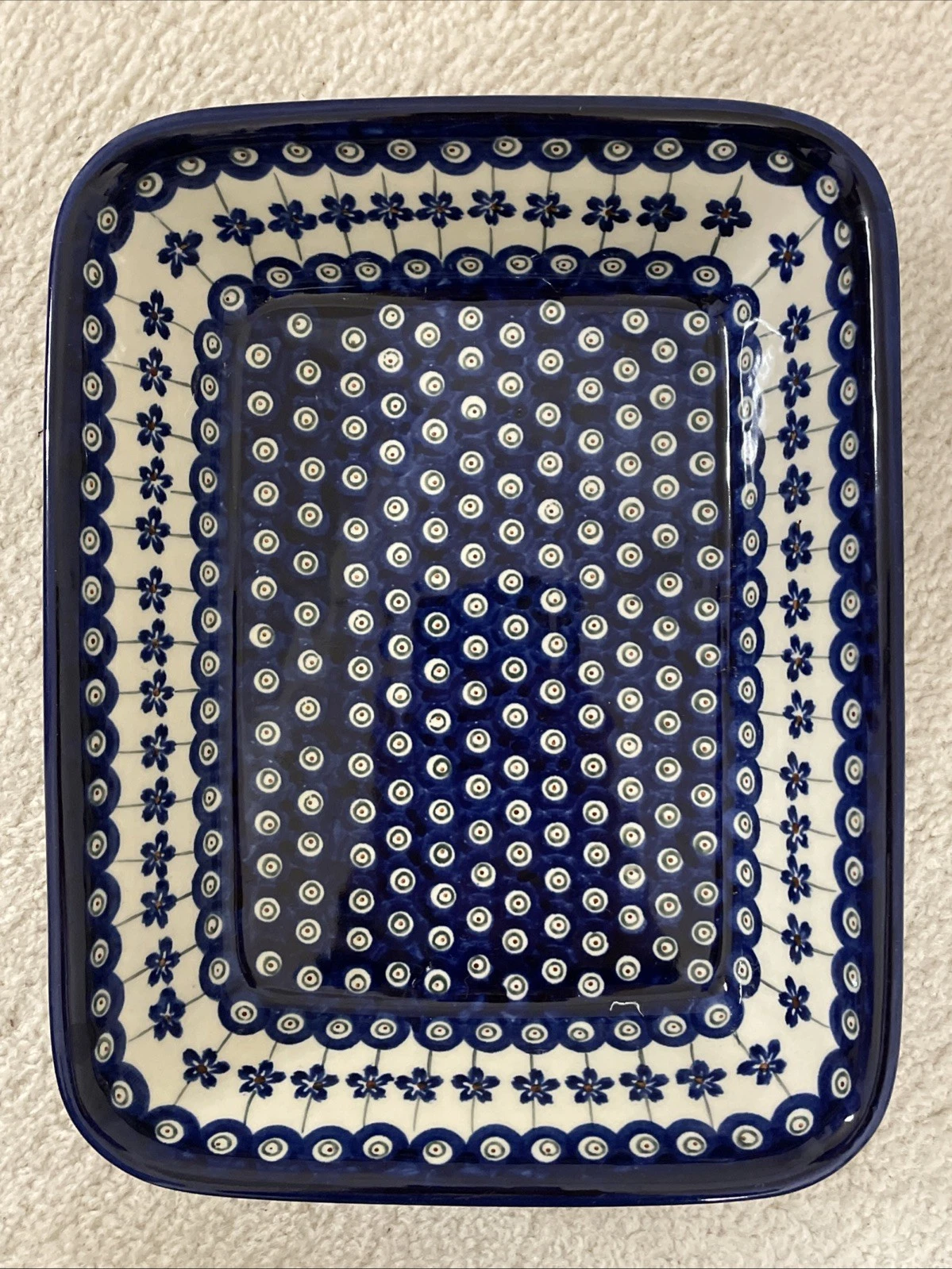 LARGE Boleslawiec Polish Pottery Rectangular Loaf Baker 11.75” X 9” X 2.75”