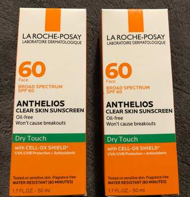 New Lot Of 2 La Roche-Posay Anthelios Clear Face Sunscreen SPF 60 50mlx2 9/2027
