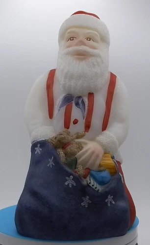 Fenton Art Glass Hand Painted Santa Figurine 6" - Signed R. Cline - Opal Satin