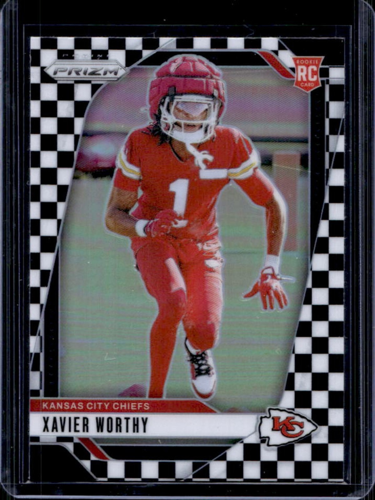 2024 Prizm Xavier Worthy RC Black and White Checker Rookie #399 Chiefs