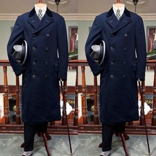 Vintage Cashmere Men Long Overcoat Winter Business Coats Outwear Men Wool Coats