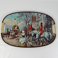 Bandeja para servir pub vintage Fox Hunt Cross Keys Memorbilia Breweriana decoración de bar