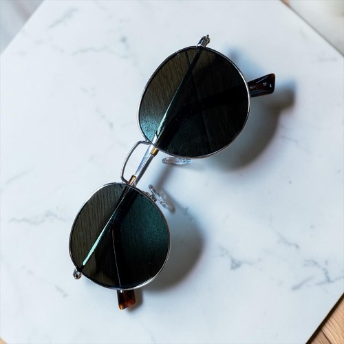 AIRE Ozone Round Sunglasses Gold Metal Frame Green Lens Retro Boho Chic  - Picture 1 of 8