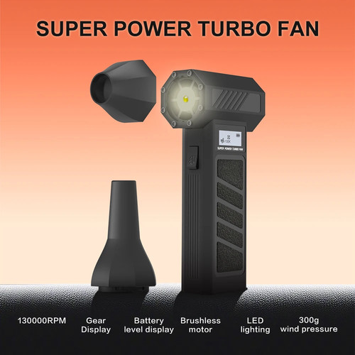 Mini Turbo Jet Fan, 52m/s High-Speed Brushless Blower with 3 Modes & Turbo Boost - Picture 2 of 6