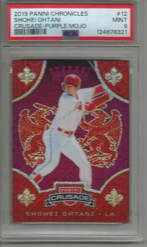 Shohei Ohtani 2019 Panini Crusade Purple Mojo Prizm #65/75 PSA 9