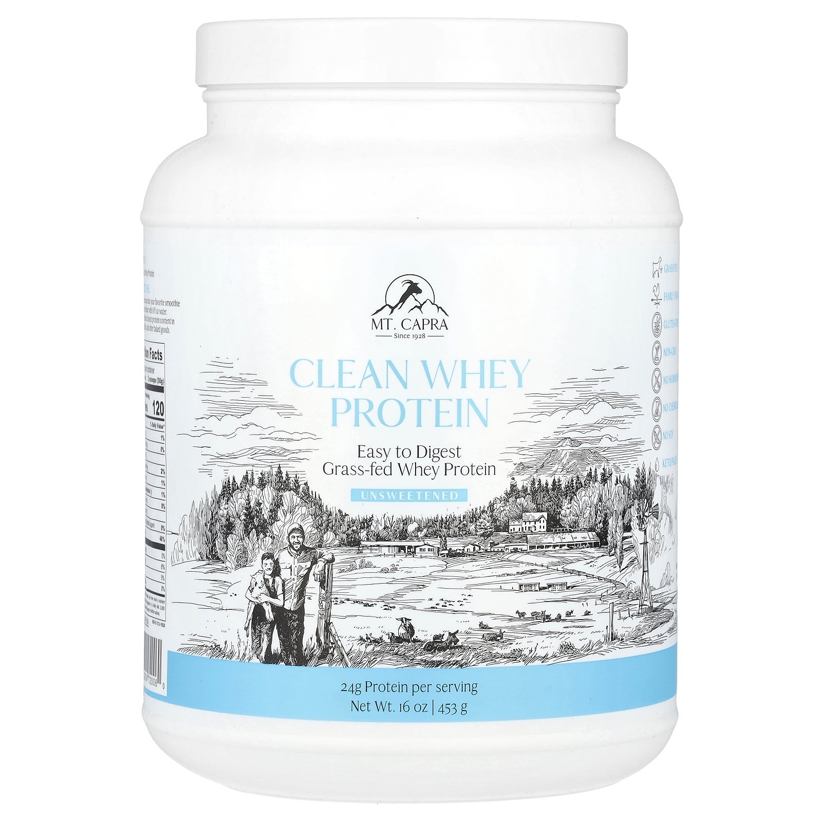 Чистый сывороточный протеин, без сахара, 16 унций (453 г)