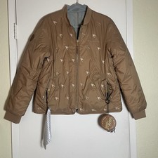 Porsche Heritage Icons of Cool Women’s Reversible Bomber Jacket Brown Gray M