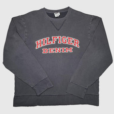 Vtg Tommy Hilfiger Denim Sweatshirt Mens M Blue Crewneck Spell Out Pullover 90s