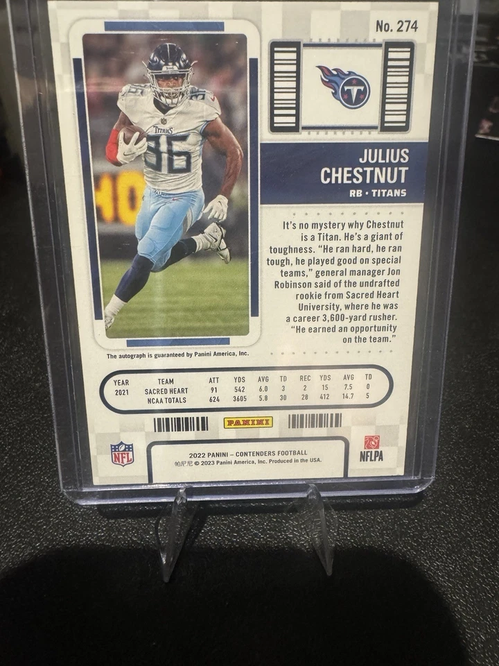 2022 Panini Contenders - Rookie Ticket Julius Chestnut #274 Stub /36 (AU, RC) - Image 2 of 2