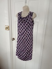 GHOST LONDON Purple/mix Cowl Neck Dress Size Uk 16