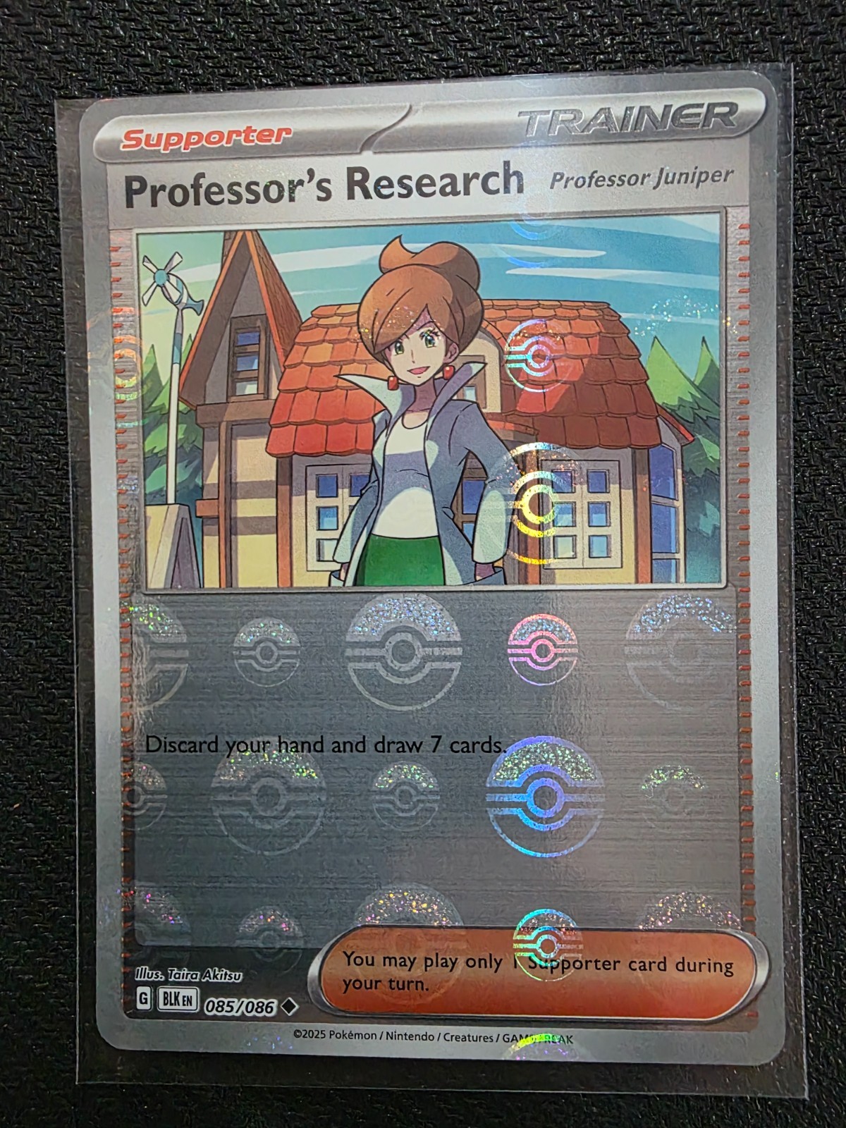Professor’s Research 085/086 NM – Poké Ball Holo – 2025 TCG Pokémon Black Bolt