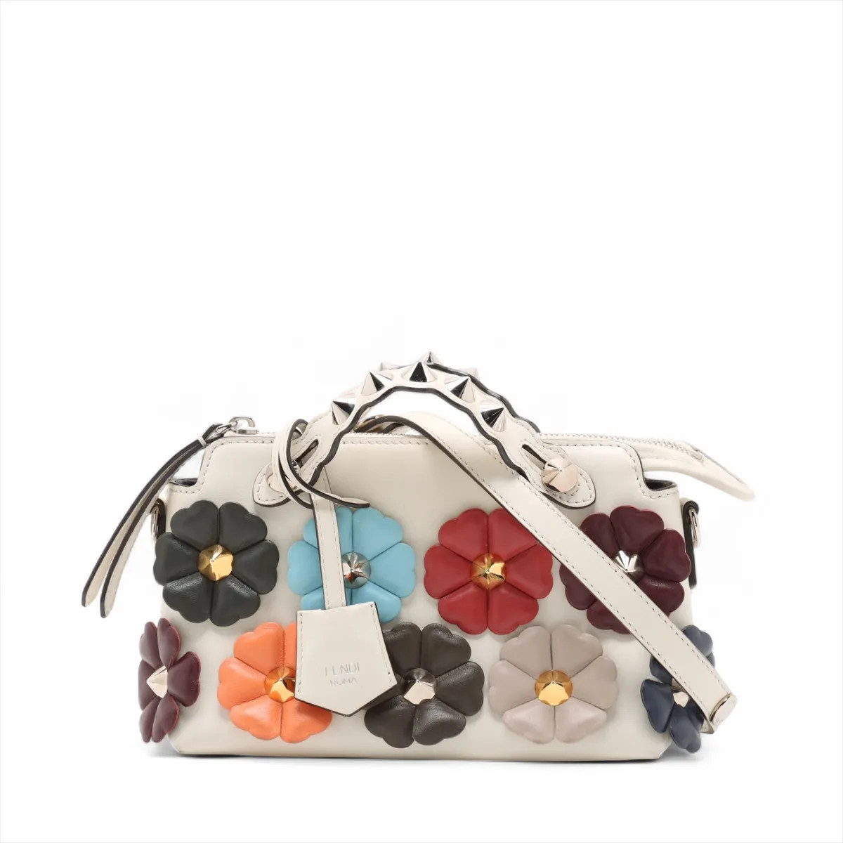 Fendi By The Way Mini Leather 2 Way Shoulder Bag White 8BL135