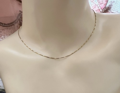 Elegant Italian 14K Solid Gold Diamond-Cut Serpentine Necklace | Minimalist