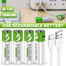 4Pcs 1.5V 2600mWh AA / AAA Battery Type-C USB Rechargeable Lithium ion Batteries
