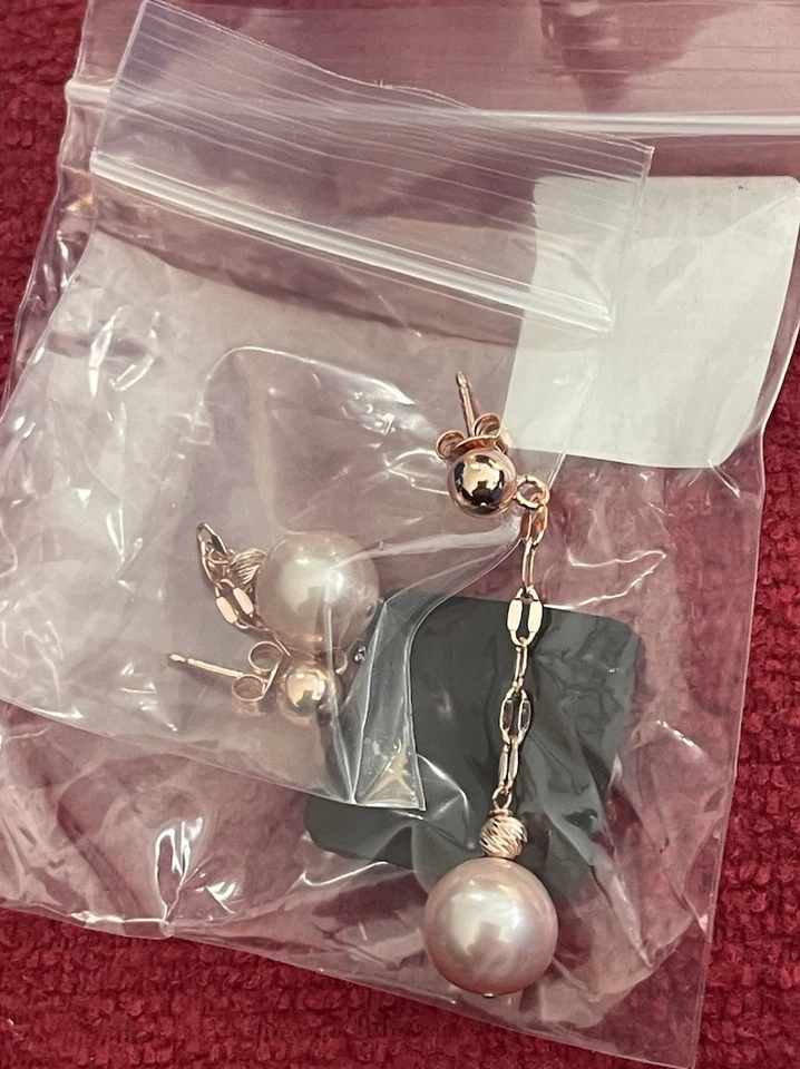 Genusis Pink Cultured Freshwater Pearl 18k RoseGold Over Sterling Silver Earring - Image 3 of 4