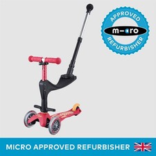 Image of Micro Scooters Mini Micro Deluxe 3-in-1 Push Bar Scooter Ride On MMD079 Pink.
