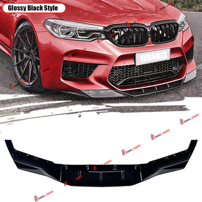 FOR 18-20 BMW M5 F90 LCI GTS STYLE GLOSS BLACK FRONT BUMPER LIP BODY KIT 3PCS