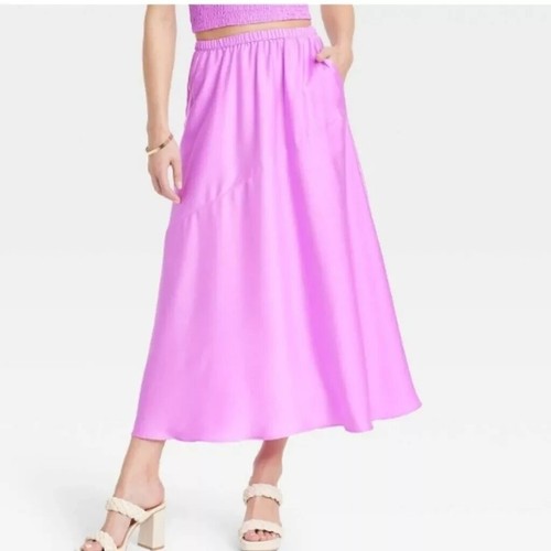 A New Day Women's Maxi A Line Slip Skirt Violet L
