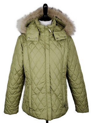 FERA Signature~Women 8~Green Hooded Quilted Thermolite Plus Full Zip Jacket~EUC