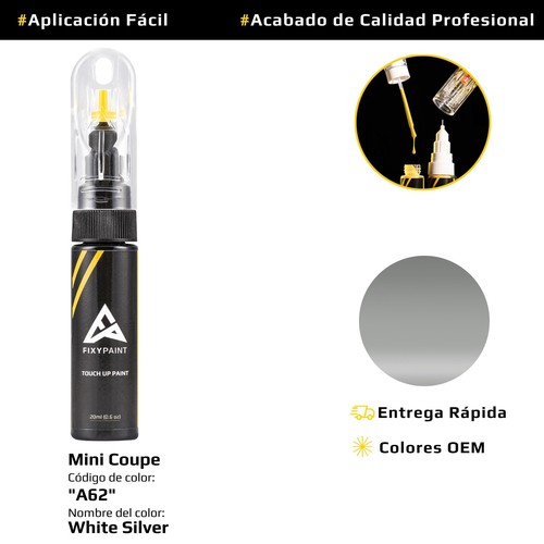 Pintura de retoque para Mini Coupe codigo: A62 White Silver - Imagen 8 de 10