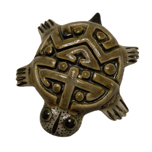 Vintage Ken Edwards Tonala Mexico Pottery Turtle Tortoise Signed Aztec Tribal