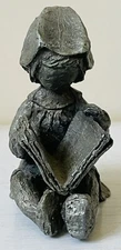 Vintage Hudson Pewter Little Girl Reading Book Figurine 013 USA