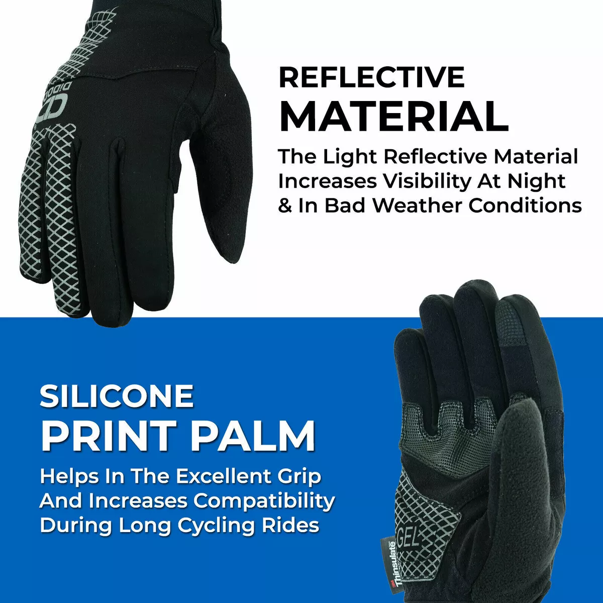 DIDOO Womens Waterproof Cycling Gloves Ladies Touch Screen Winter Glove Gel Pad