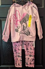 Girls 5 Disney Minnie Mouse Pink Outfit Set Hoodie Leggings Shirt NWT