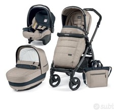 trio book51peg perego tortora e pelle blu usato ma in ottime condizioni carrello