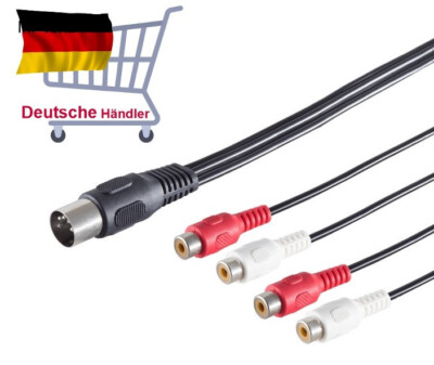 Audio Kabel 5pol DIN Stecker auf 4 Cinchbuchse 0,2m IN OUT Dioden Adapter