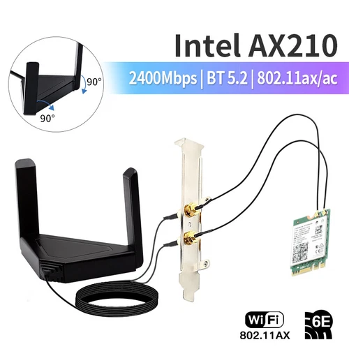 3000Mbps Intel AX210 AX210NGW NGFF M.2 2230 Mini PCIE WiFi 6E Card Wifi Adapter