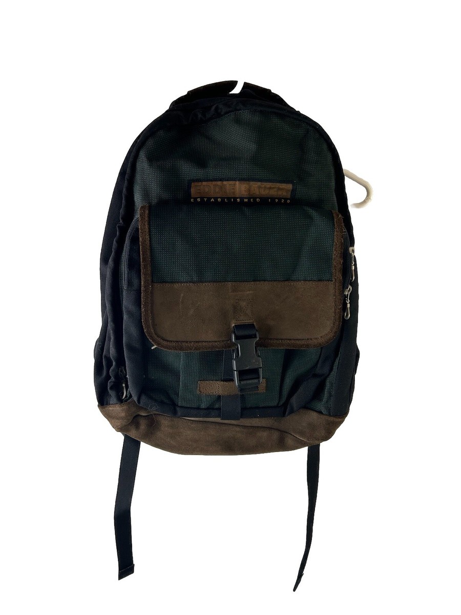 Vintage 90s Eddie Bauer Green Canvas Suede Leather Distressed Back
