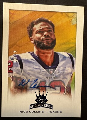 2021 Chronicles Donruss Nico Collins Gridiron Kings Rookie Auto 49 Gk 