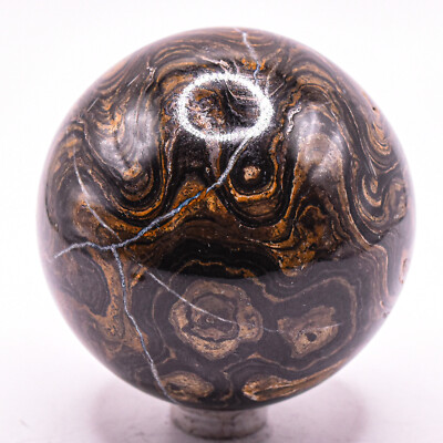 58mm Banded Stromatolite Sphere Natural Crystal Algae Fossil Mineral Stone Peru