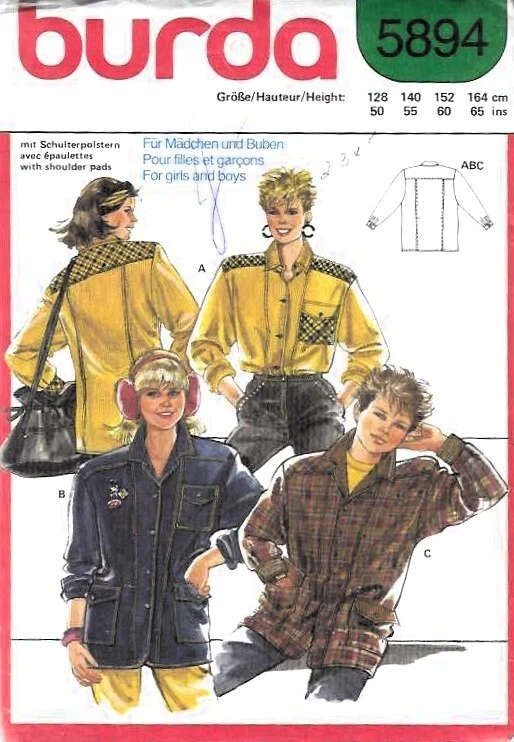 Burda 5894 Child s Shirt Jacket Sewing Pattern Uncut eBay