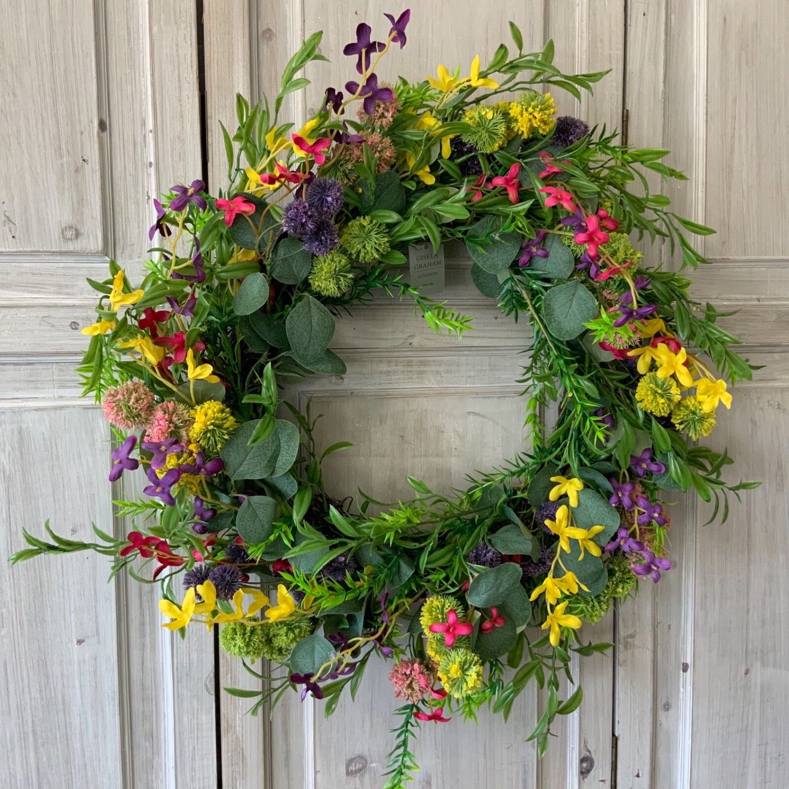 55cm Cottage Garden Flower Easter Wreath Gisela Graham Spring Decoration
