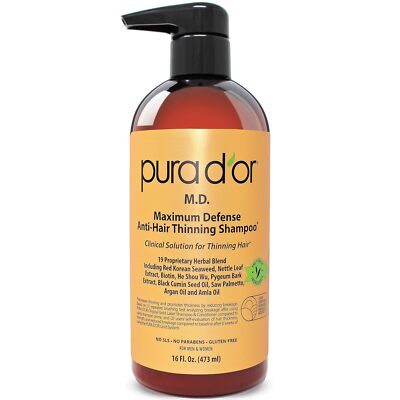PURA D'OR Dor M.D. Maximum Defense Anti-Hair Thinning Shampoo with Coal Tar