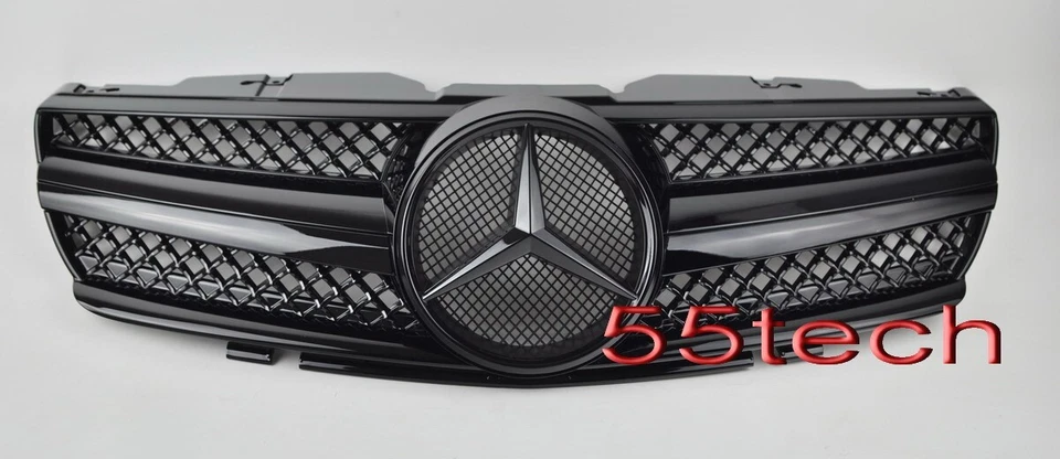 R230 SL500 SL600 Grille Grill BK 2003 2004 2005 2006 ALL Black Glossy Mercedes Foto 3 de 3